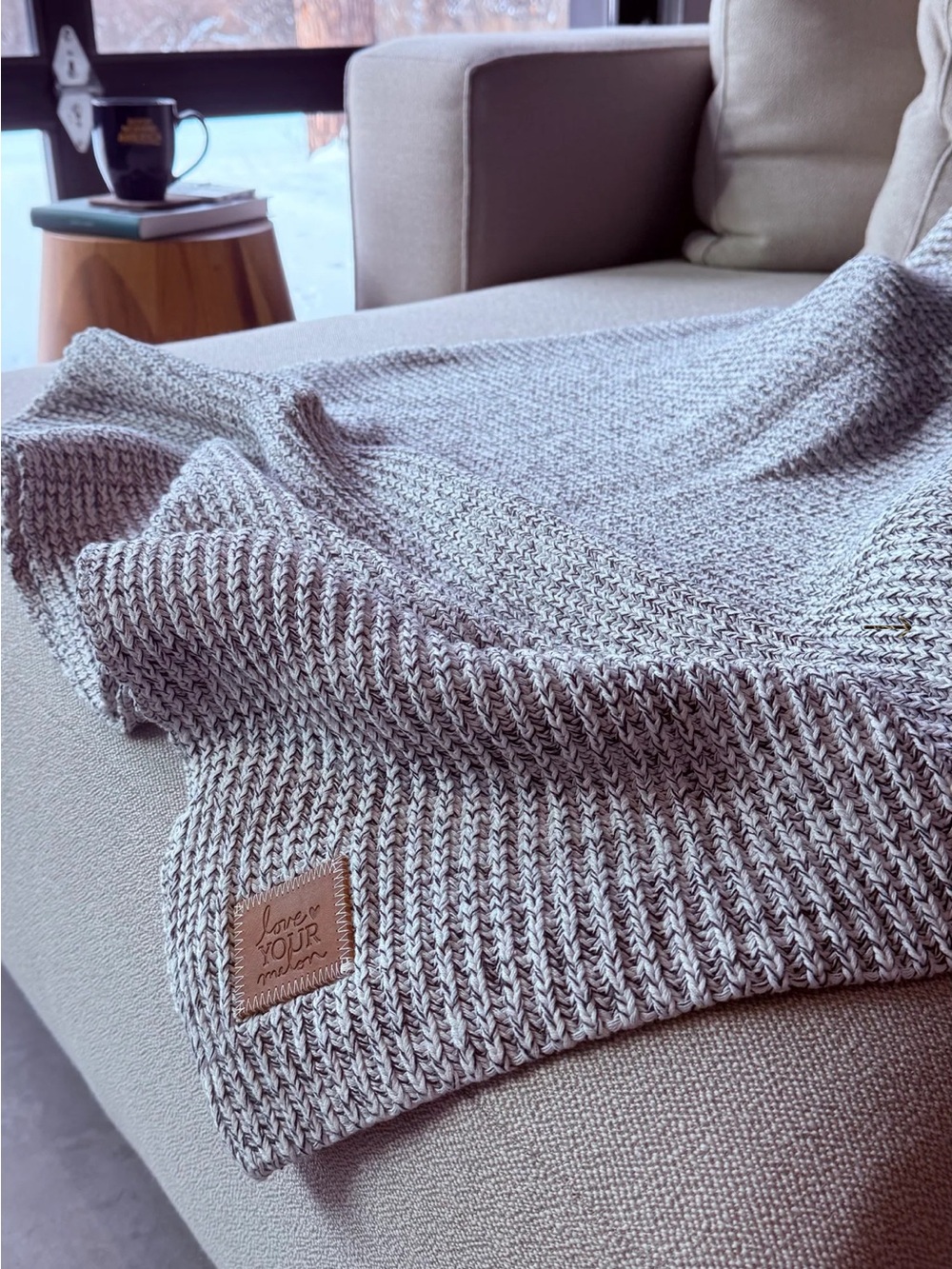 Love Your Melon Black Speckled 100% Cotton Blanket - Picture 2 of 3